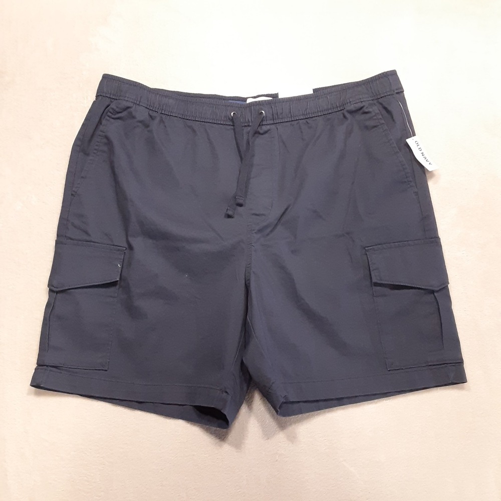 Old Navy Mens Elastic Waistband Cargo Shorts XL Blue Drawstring Relaxed Flex